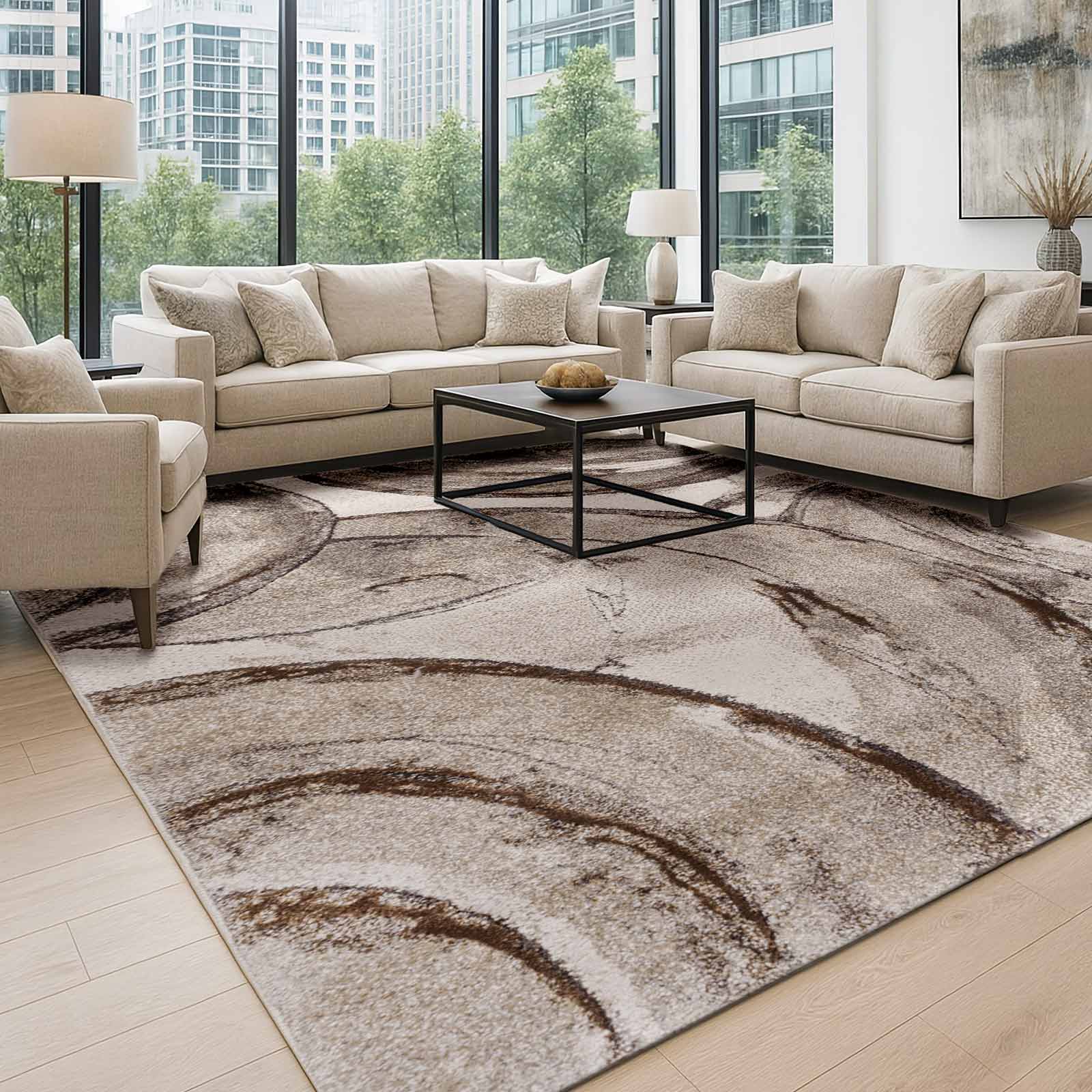 Tapete Decorativo Beige Circular