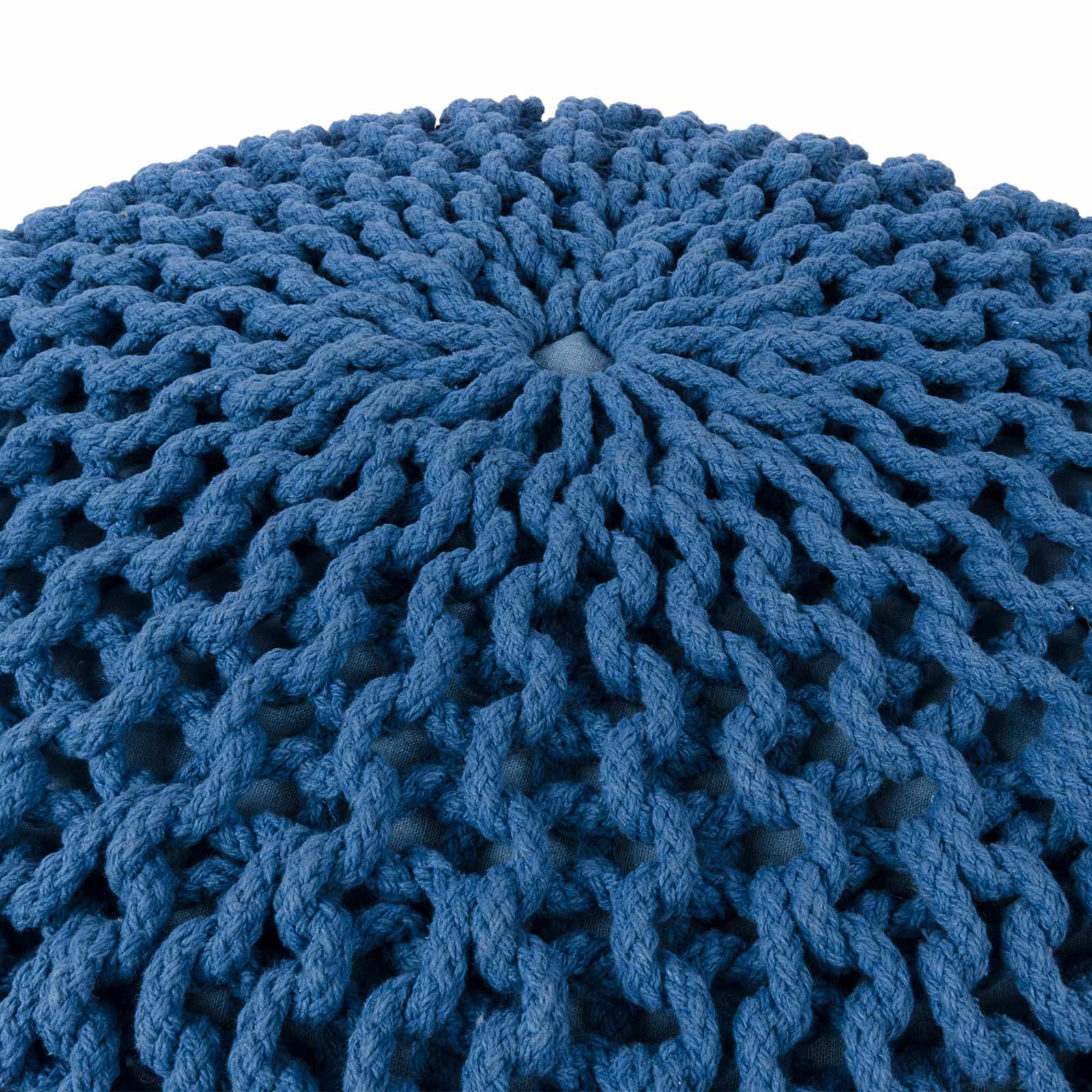 Puff Tejido Otomano de Algodon, Azul