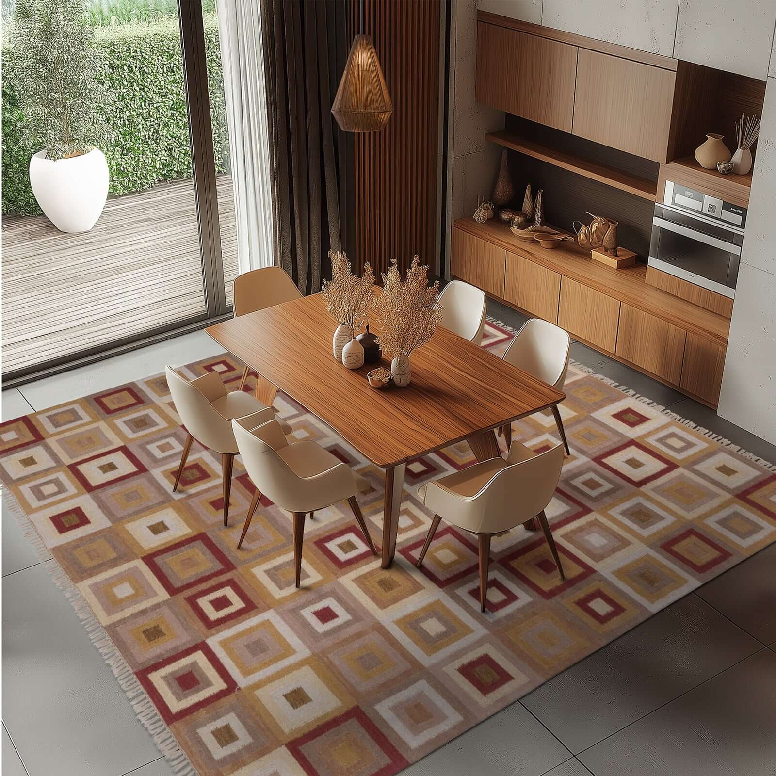 Tapete Hecho a Mano Cuadrado Rumi