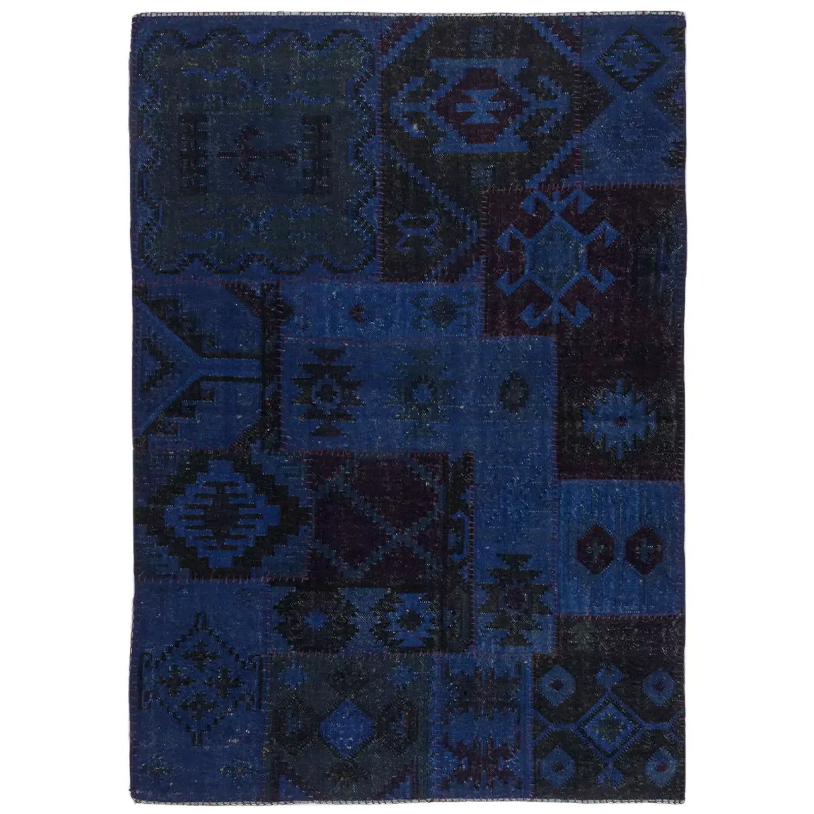 Tapete hecho a mano Stone Patch Azul