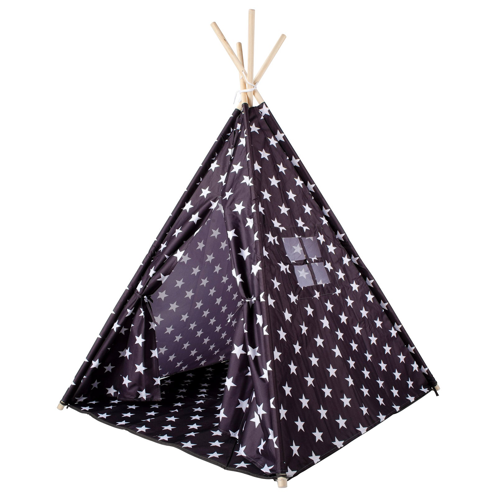 Tipi Tienda Recreativa Infantil, Negro y Blanco con Dise?o de Estrellas