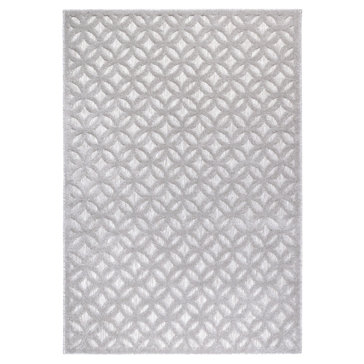 Tapete geométrico color gris con patrón de círculos entrelazados en relieve