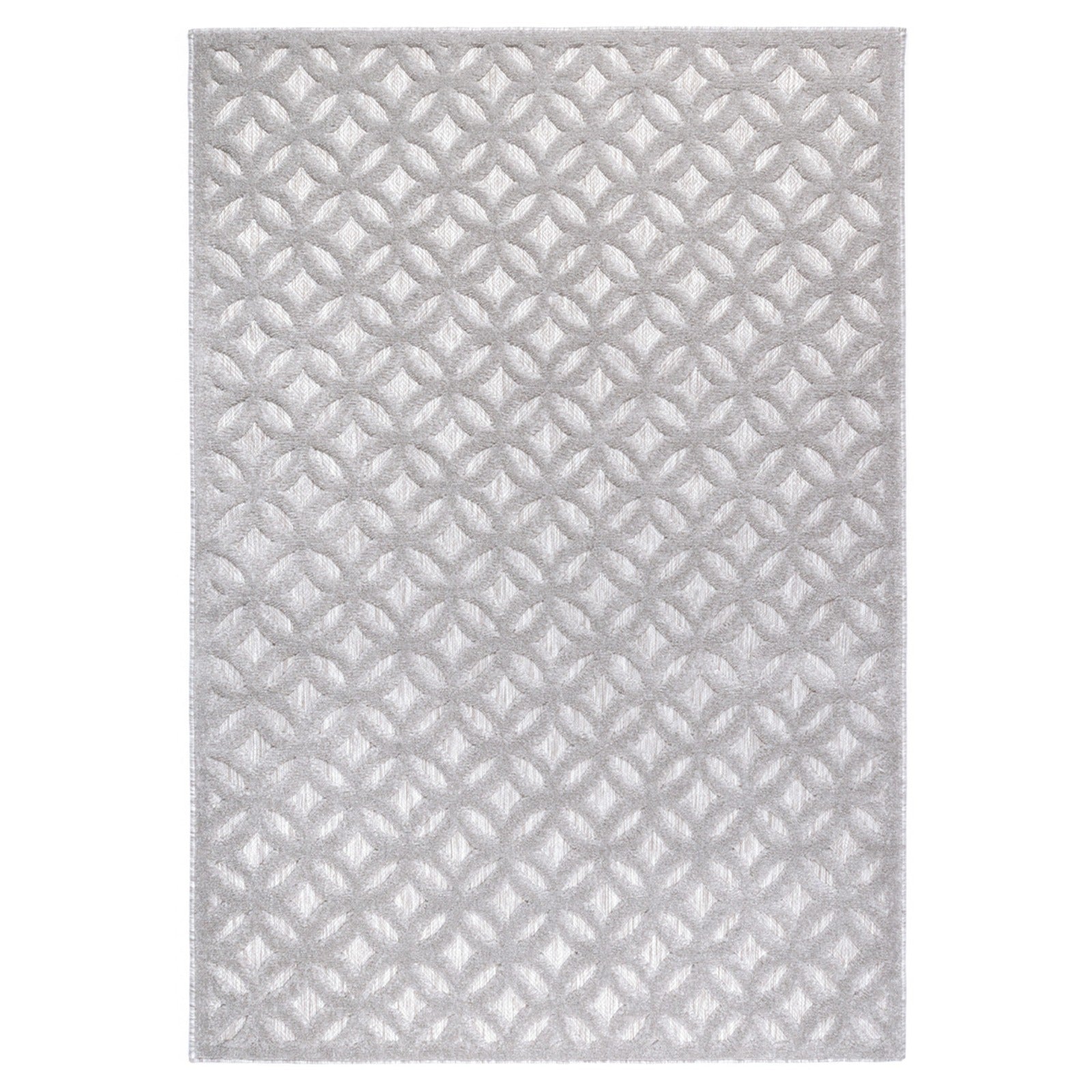 Tapete geométrico color gris con patrón de círculos entrelazados en relieve
