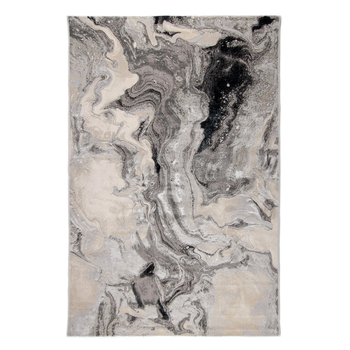 Tapete efecto mármol en tonos gris, beige y negro con diseño abstracto