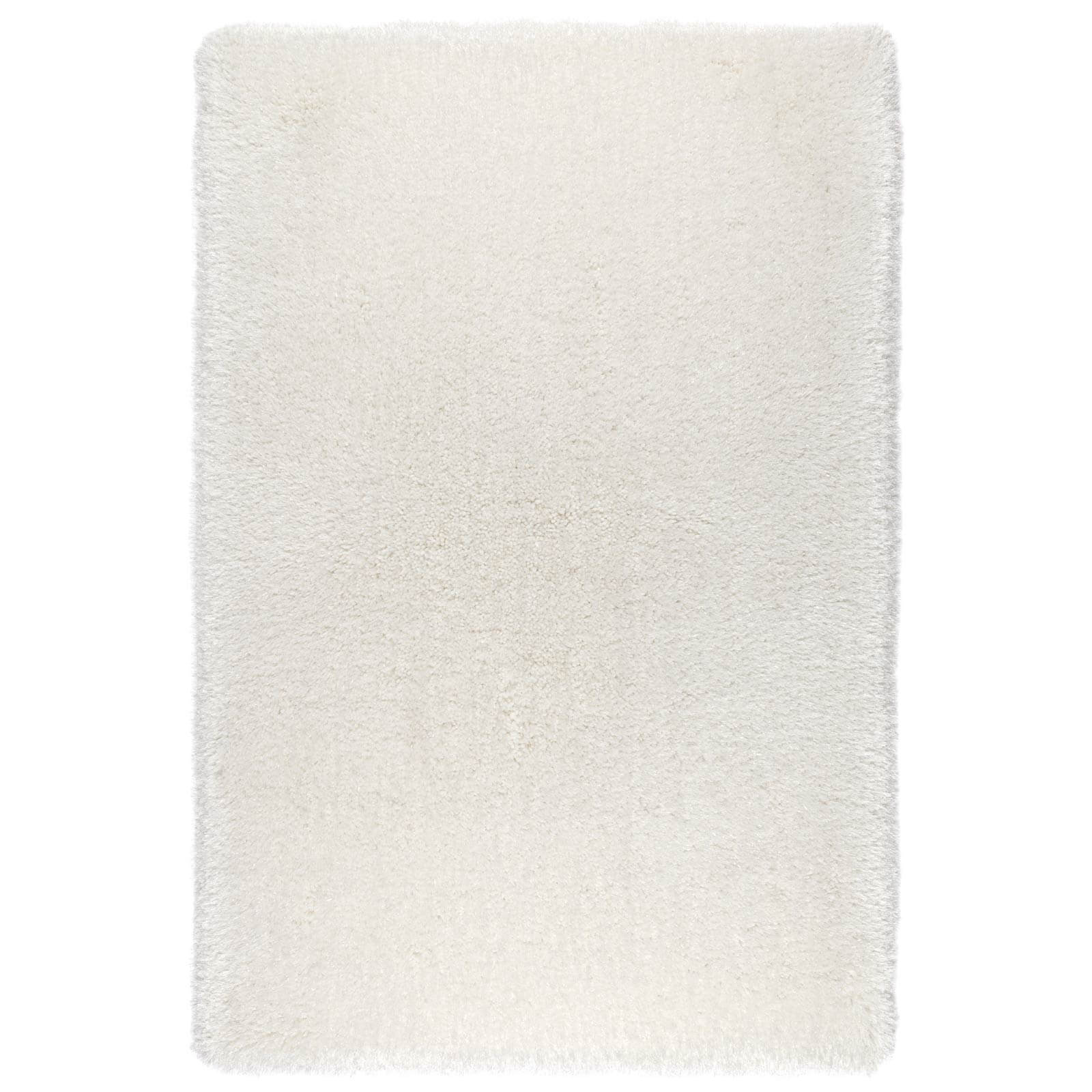 Tapete decorativo Floratta Shiny 05 estilo Shaggy de pelo largo afelpado color blanco con acabado brillante para recámara o pie de cama - Marca Tufan.