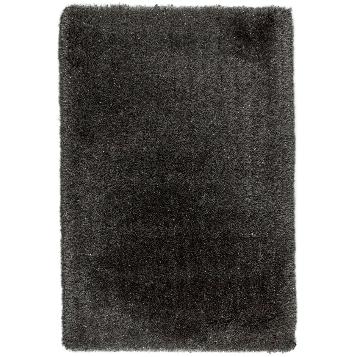 Tapete decorativo Floratta Shiny 04 estilo Shaggy de pelo largo afelpado color gris oxford con destellos brillantes para sala o recámara - Marca Tufan.