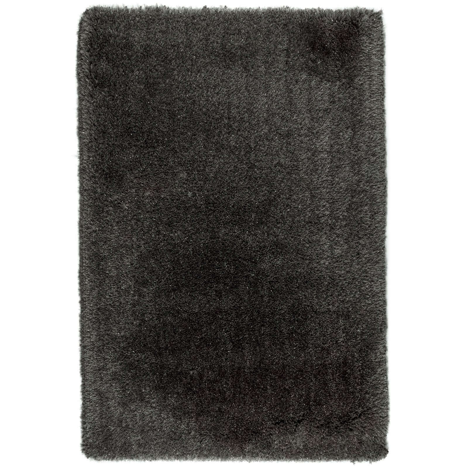 Tapete decorativo Floratta Shiny 04 estilo Shaggy de pelo largo afelpado color gris oxford con destellos brillantes para sala o recámara - Marca Tufan.