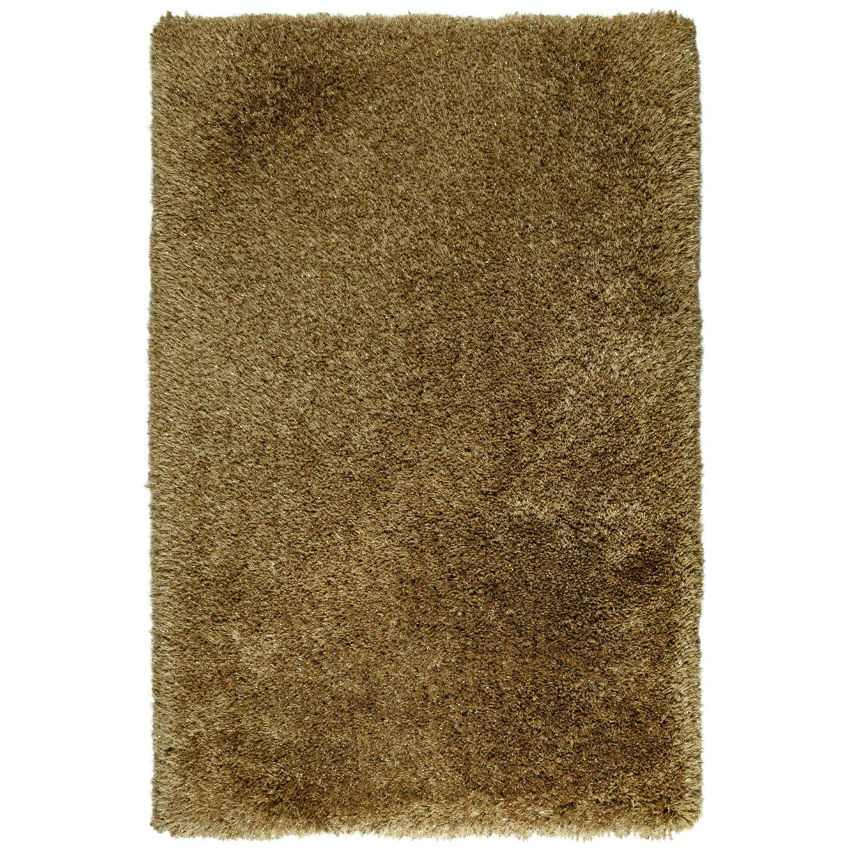 Tapete decorativo Floratta Shiny 02 estilo Shaggy de pelo largo afelpado color café dorado con destellos brillantes para recámara o sala - Marca Tufan.