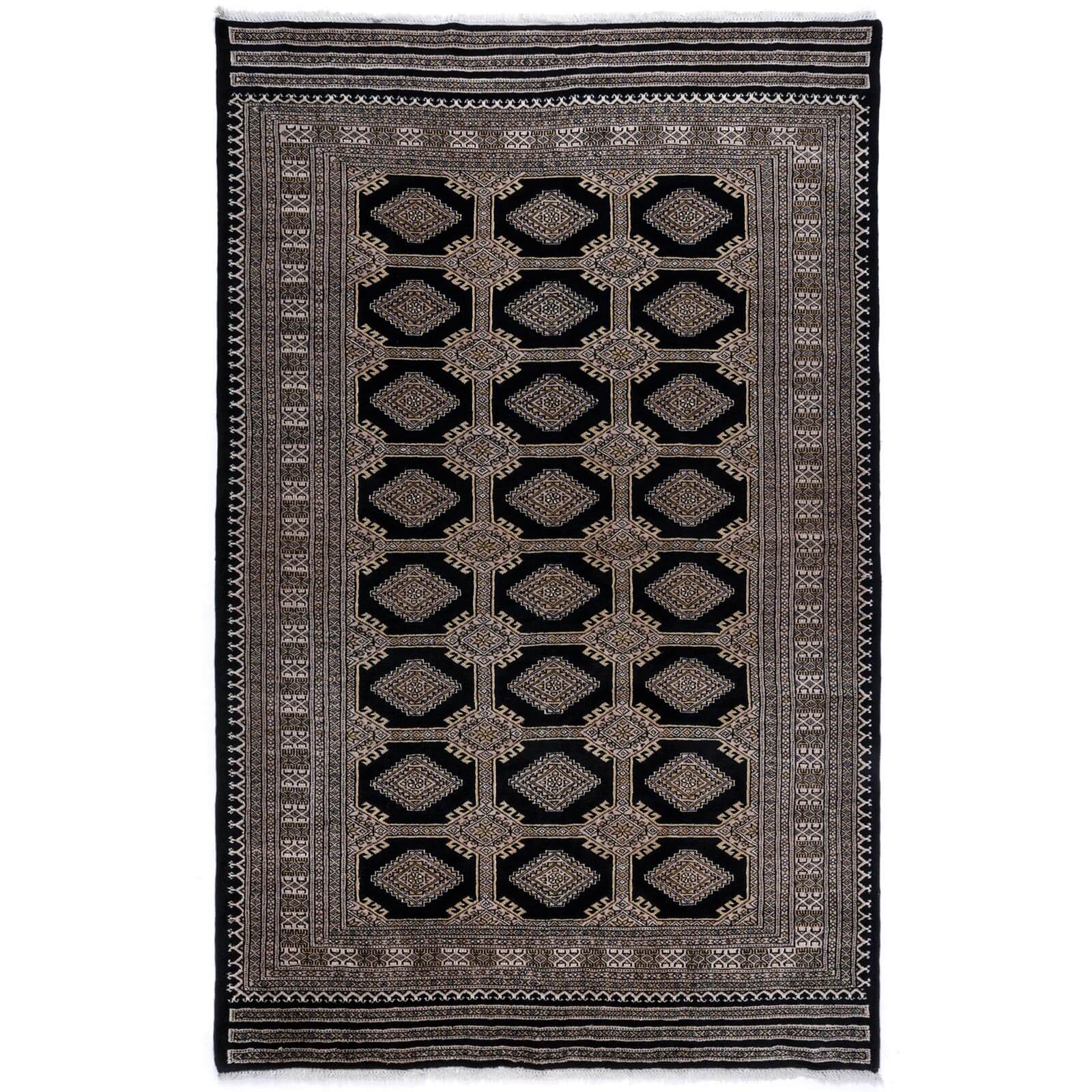 Tapete hecho a mano Jaldar Princess Negro