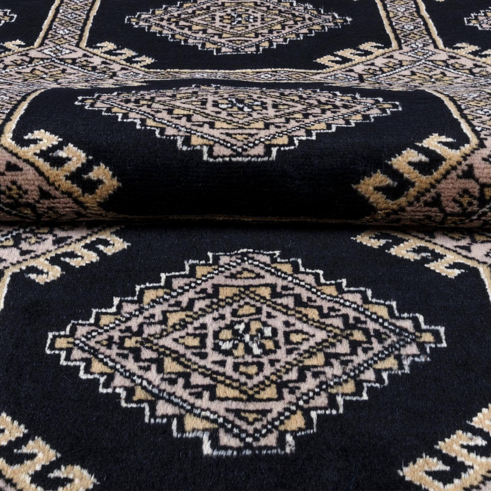 Tapete hecho a mano Jaldar Princess Negro