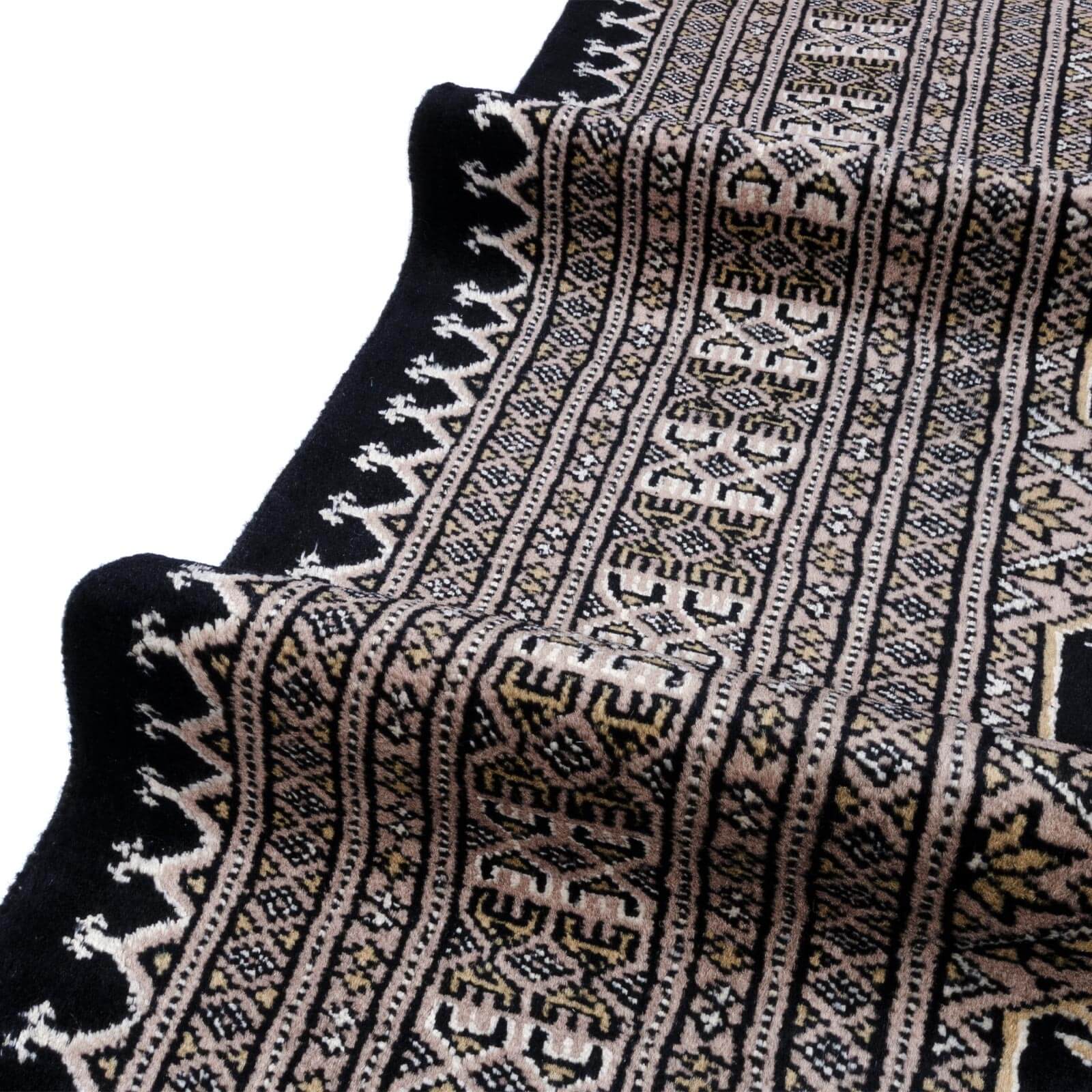 Tapete hecho a mano Jaldar Princess Negro