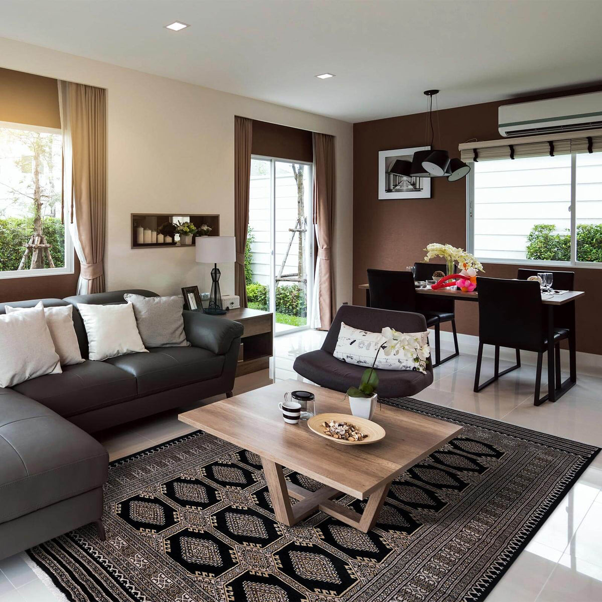 Tapete hecho a mano Jaldar Princess Negro