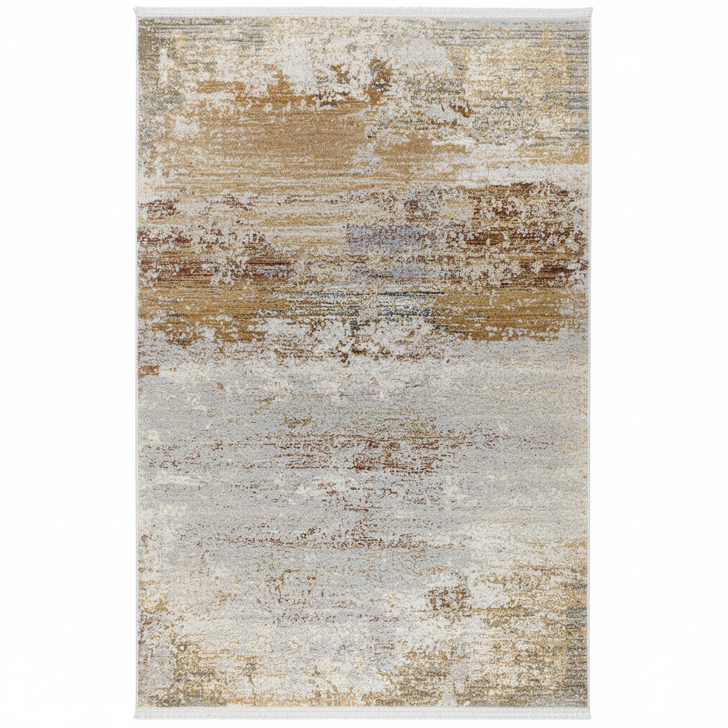 Tapete abstracto con diseño degradado en tonos dorado, gris y blanco hueso