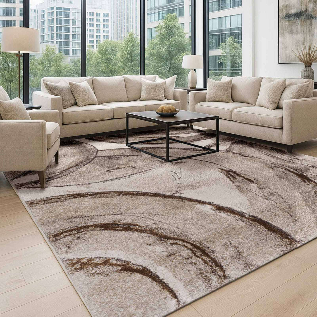 Tapete Decorativo Beige Circular