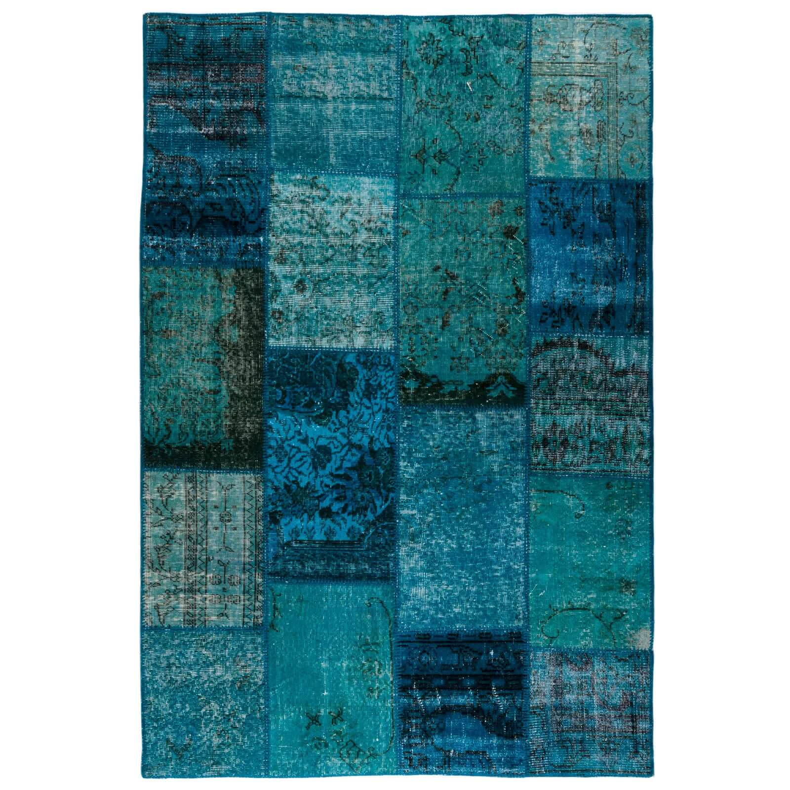 Tapete hecho a mano Patch Tur Turquesa