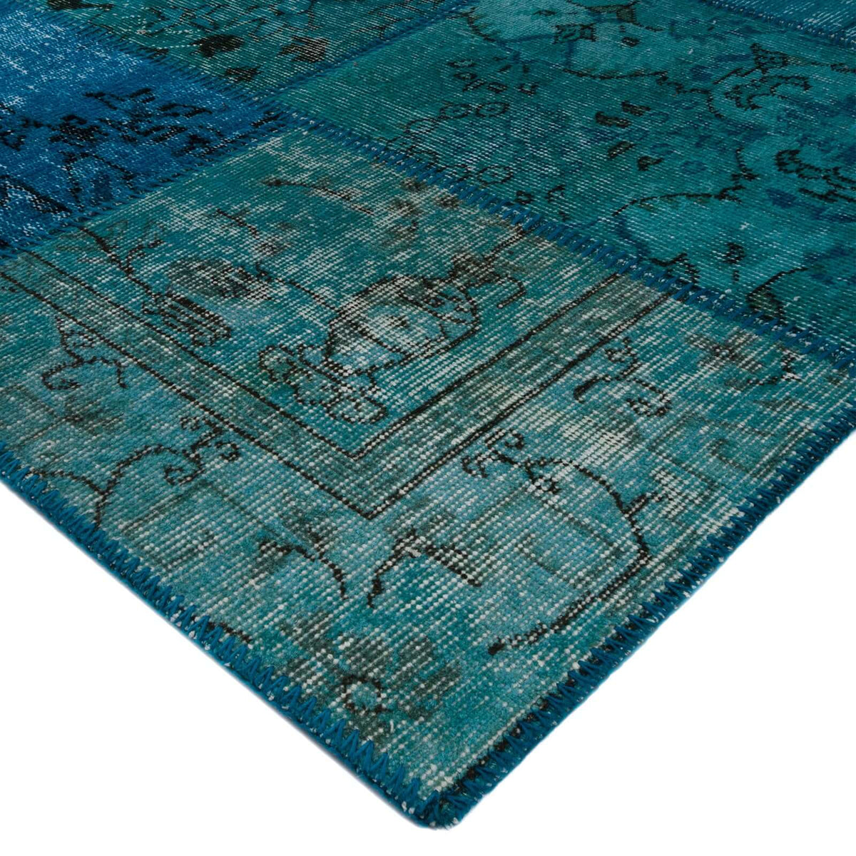 Tapete hecho a mano Patch Tur Turquesa