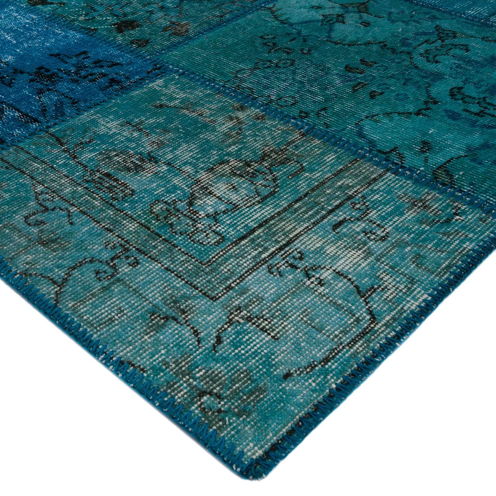 Tapete hecho a mano Patch Tur Turquesa