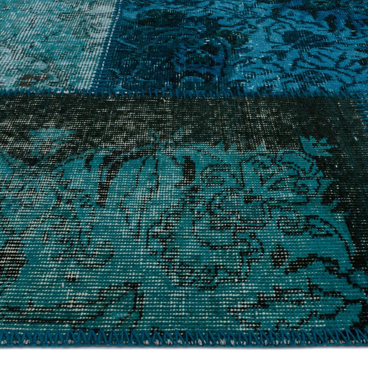 Tapete hecho a mano Patch Tur Turquesa