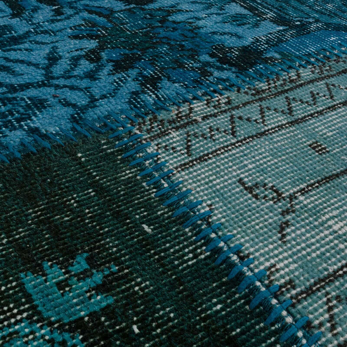 Tapete hecho a mano Patch Tur Turquesa