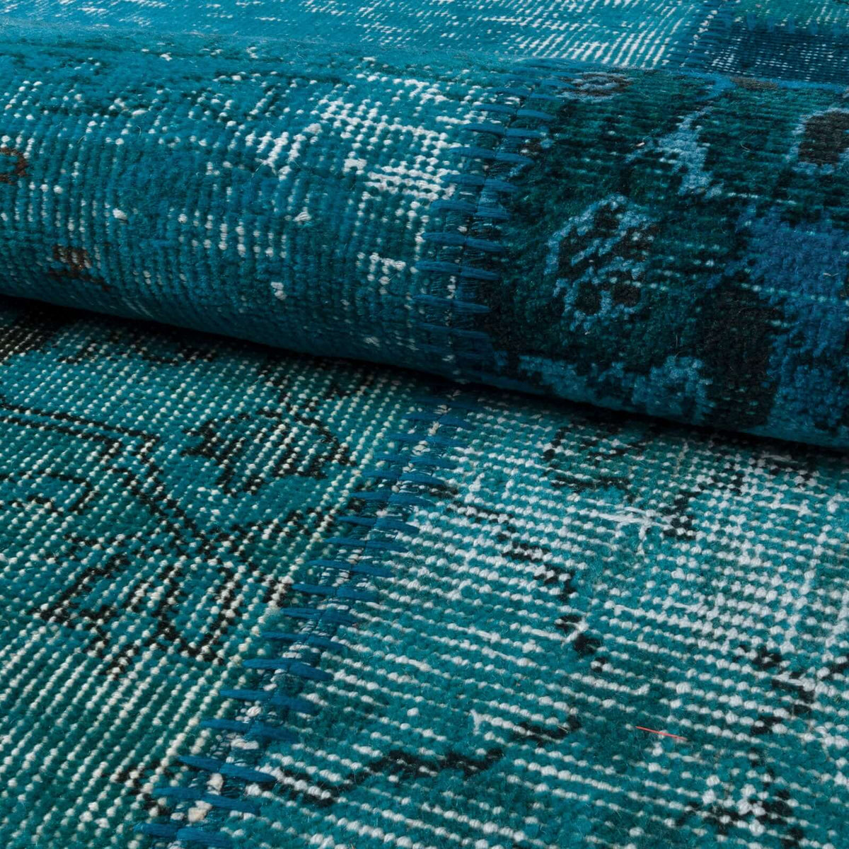 Tapete hecho a mano Patch Tur Turquesa