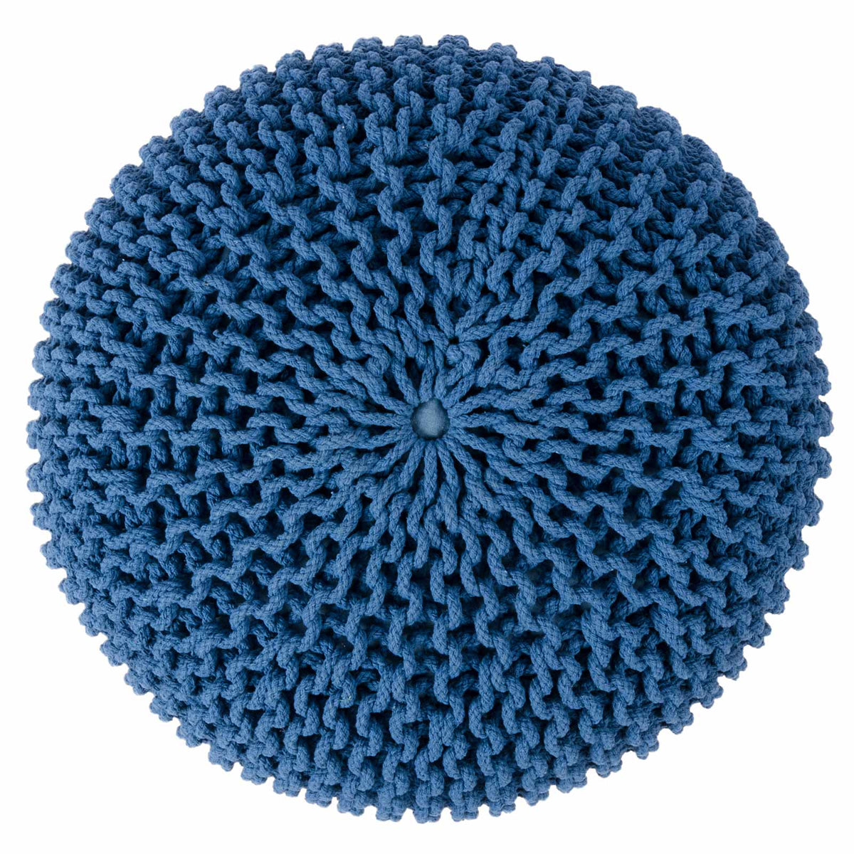Puff Tejido Otomano de Algodon, Azul