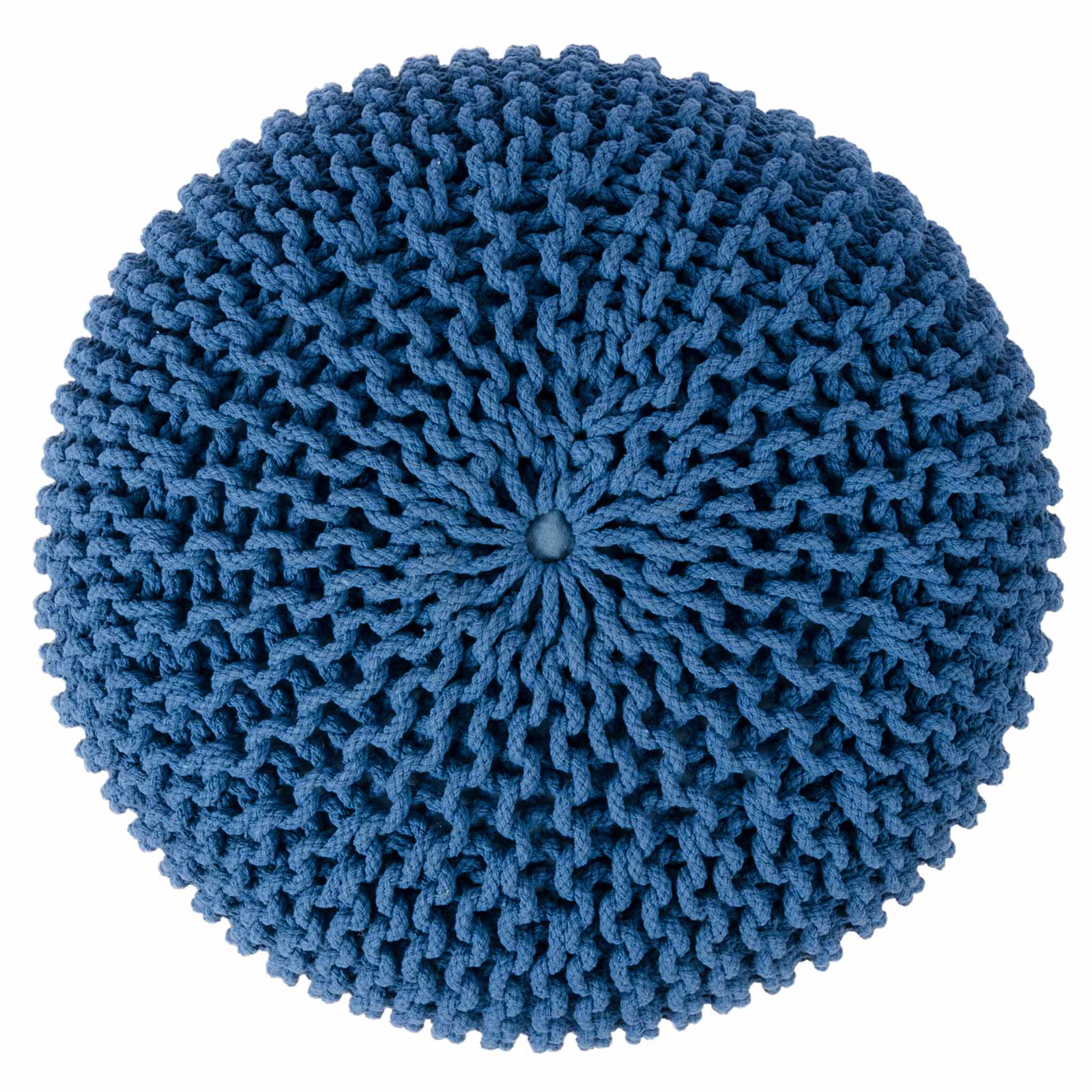 Puff Tejido Otomano de Algodon, Azul