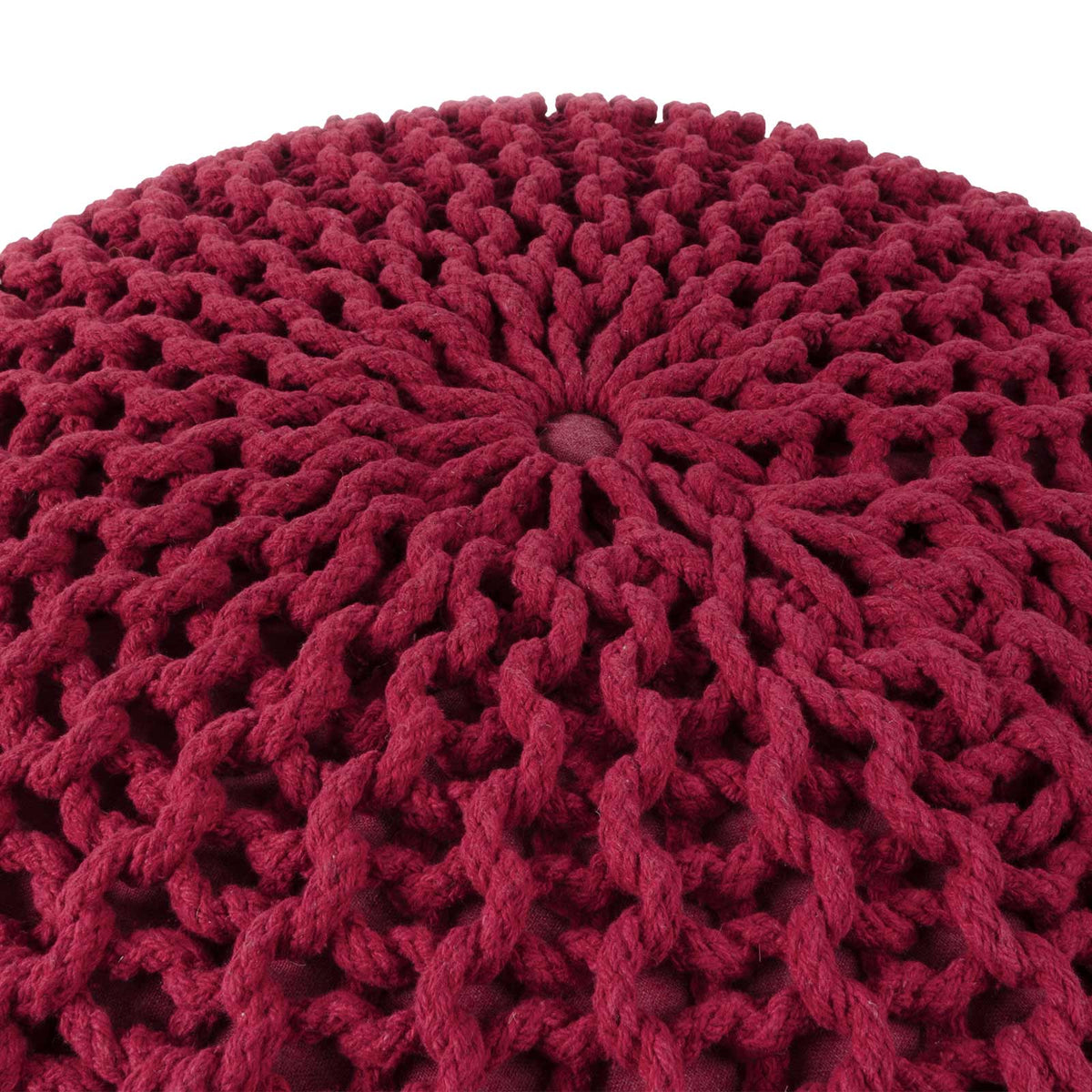 Puff Tejido Otomano de Algodon, Rojo