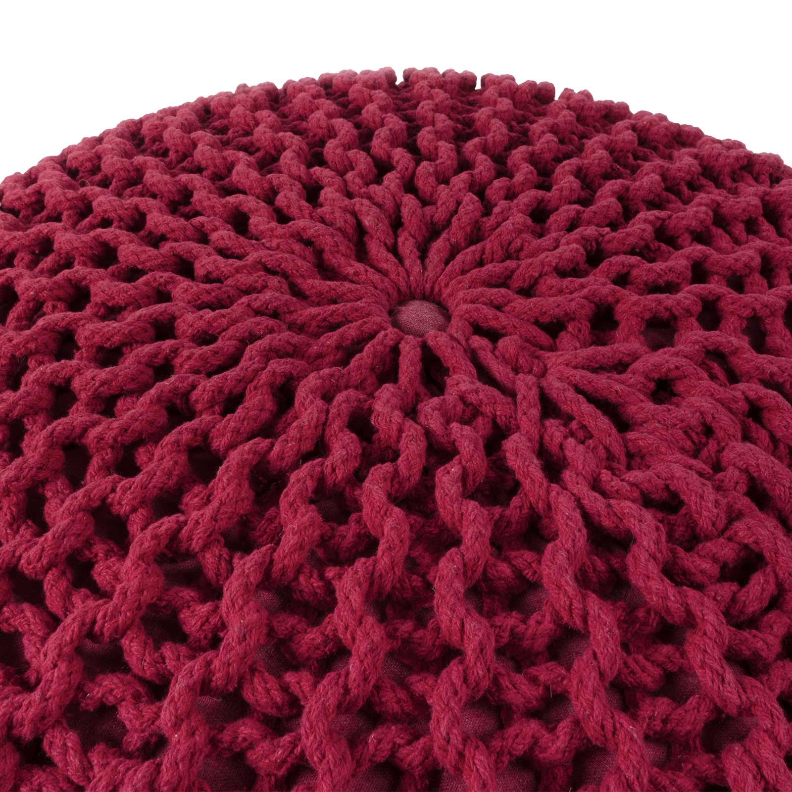 Puff Tejido Otomano de Algodon, Rojo