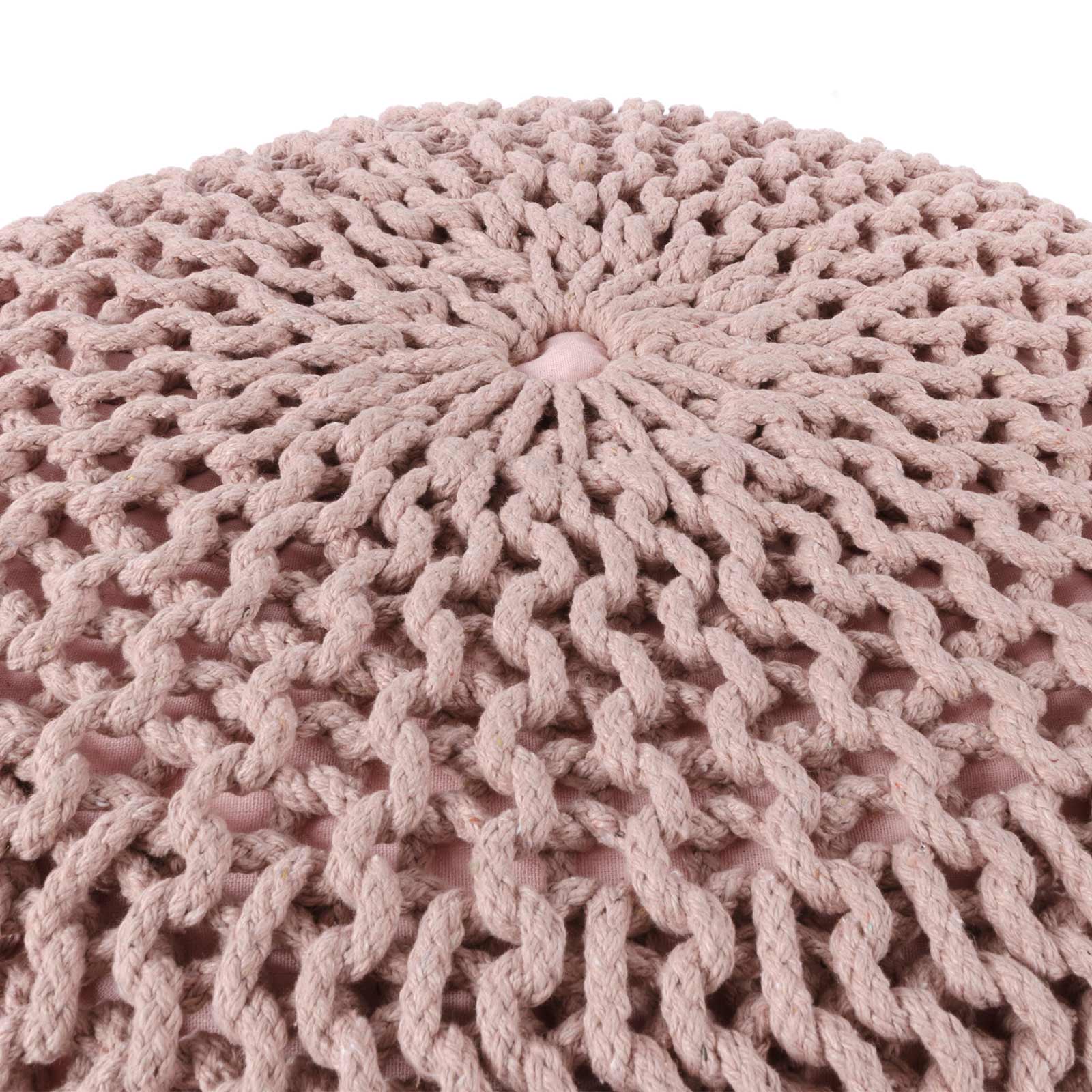 Puff Tejido Otomano de Algodon, Rosa