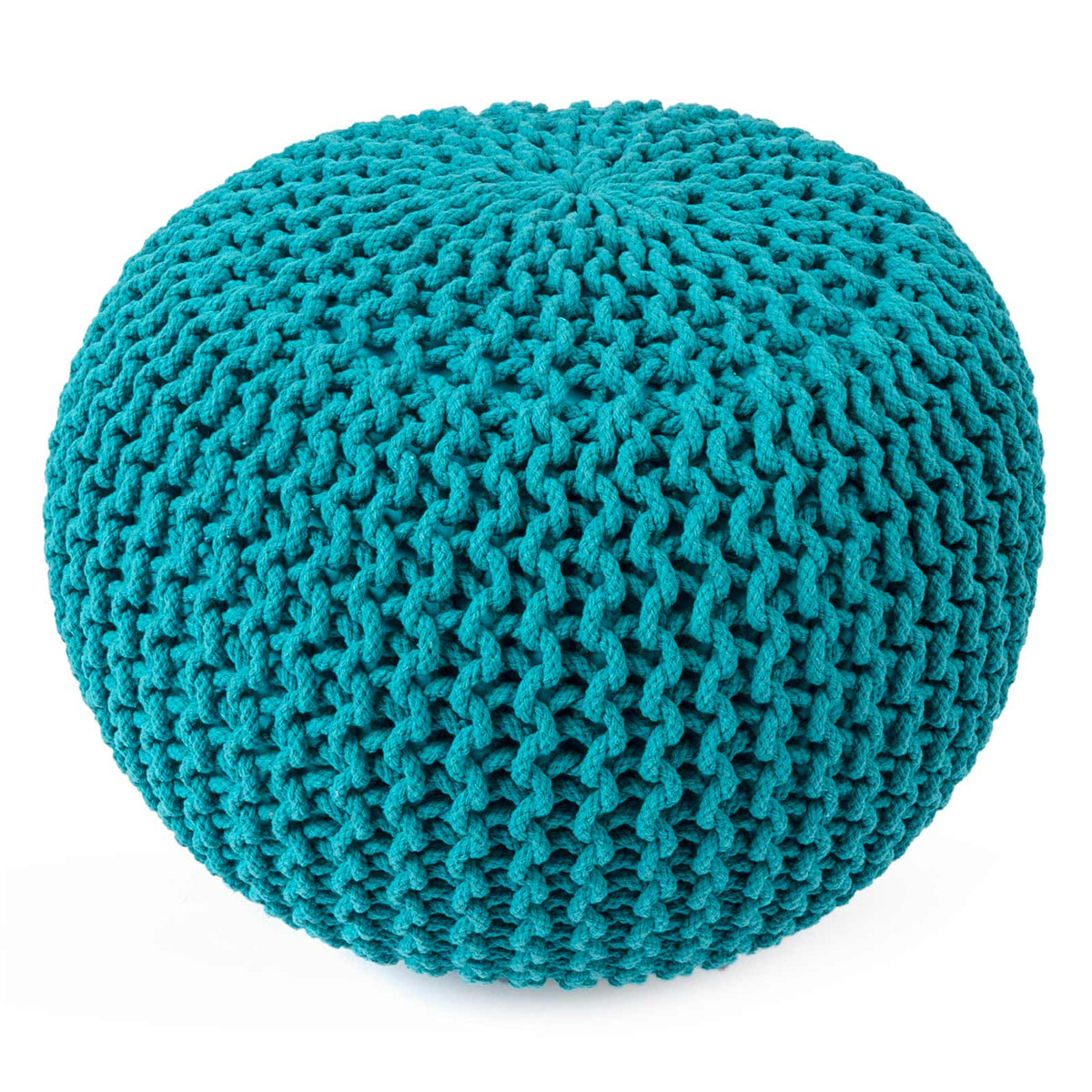 Puff Tejido Otomano de Algodon, Turquesa