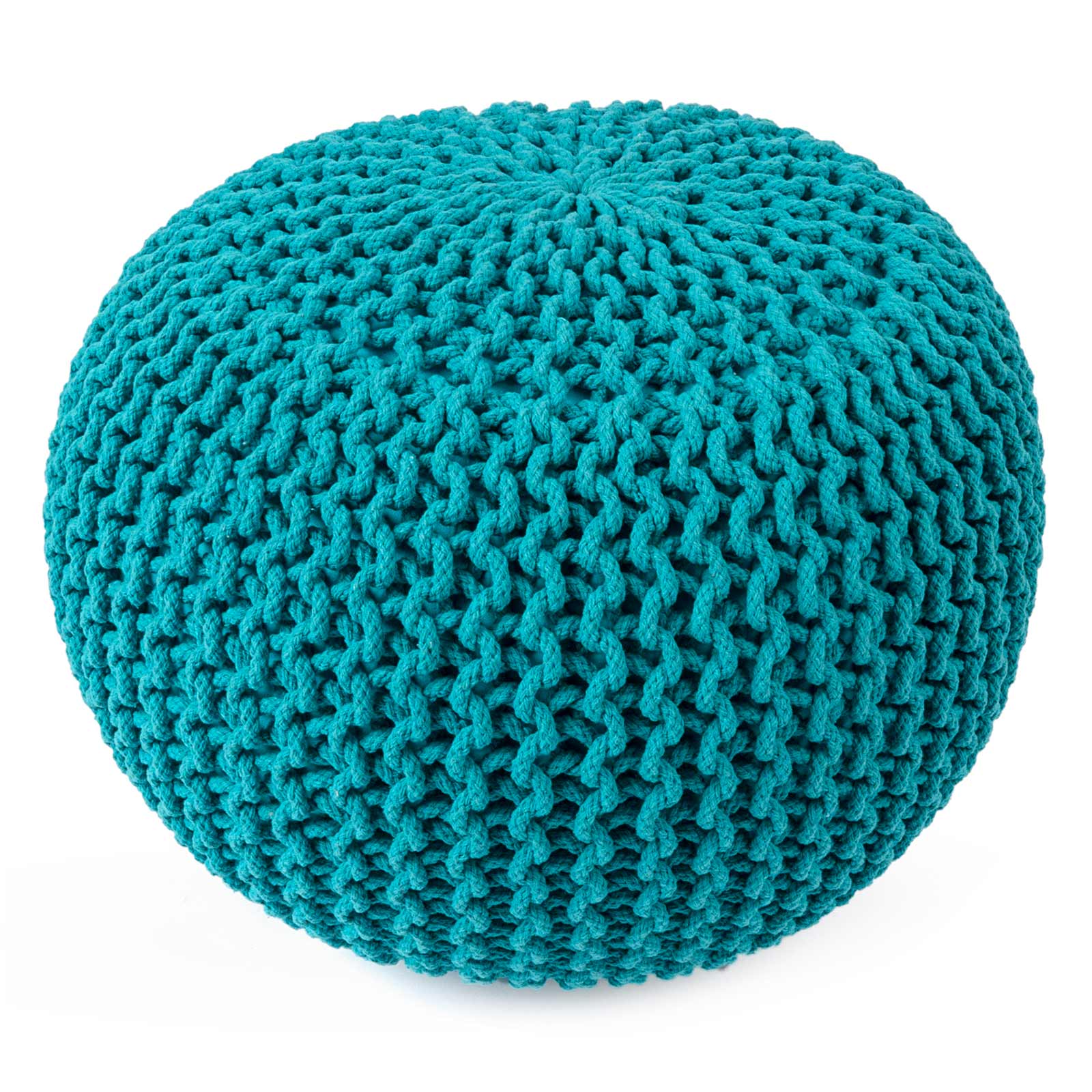 Puff Tejido Otomano de Algodon, Turquesa