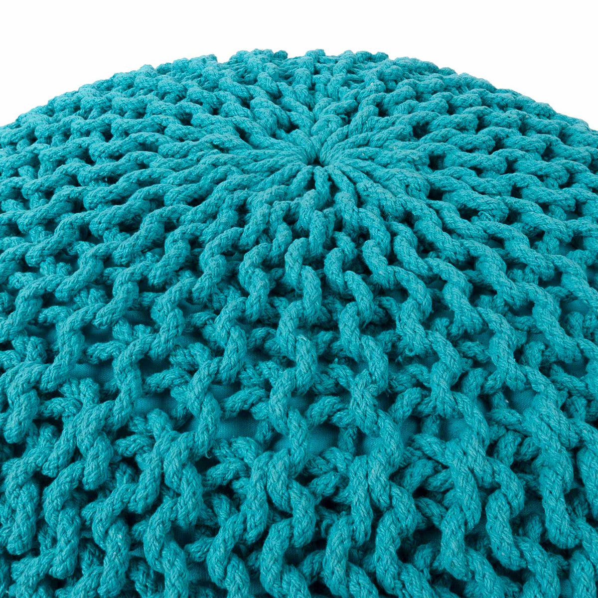 Puff Tejido Otomano de Algodon, Turquesa