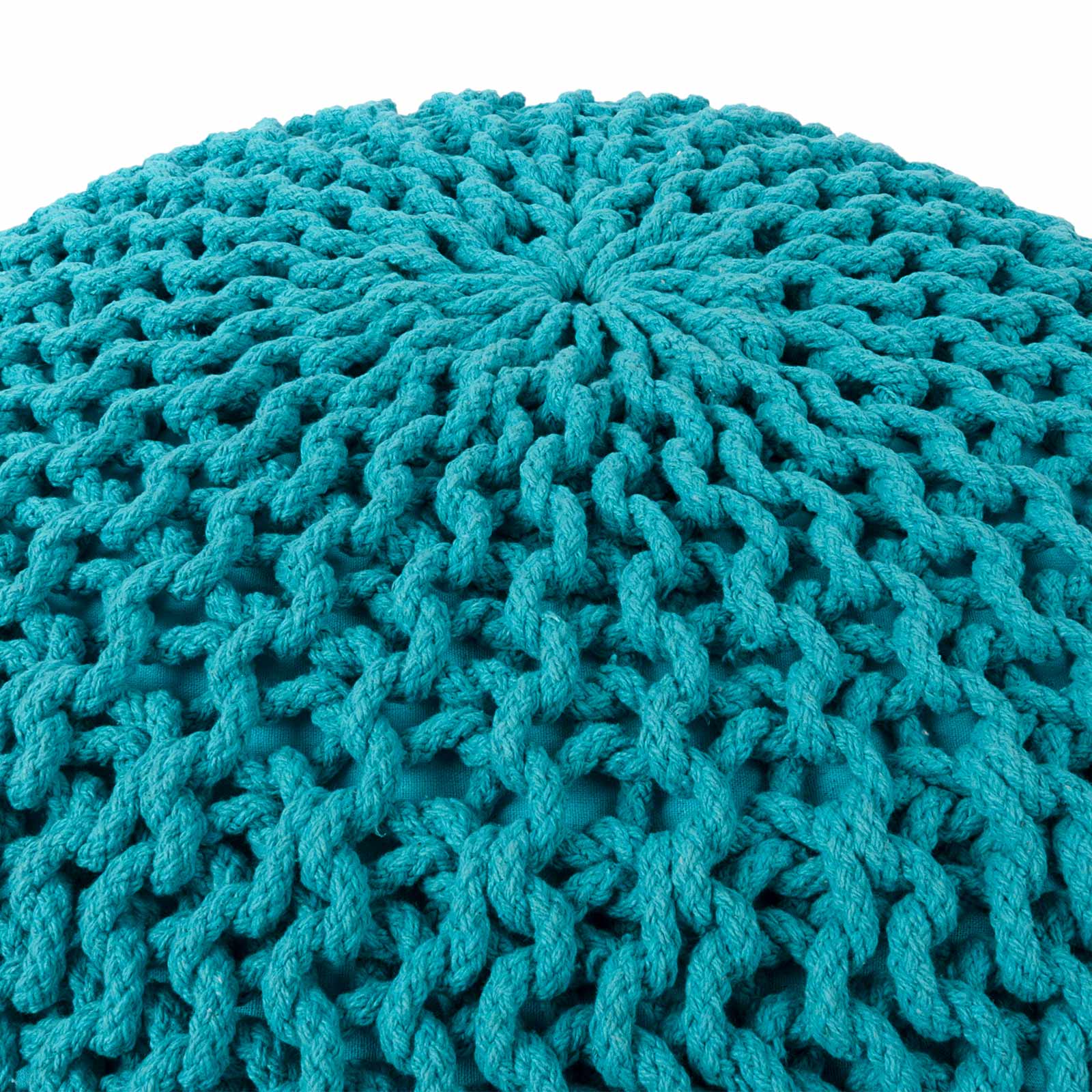 Puff Tejido Otomano de Algodon, Turquesa