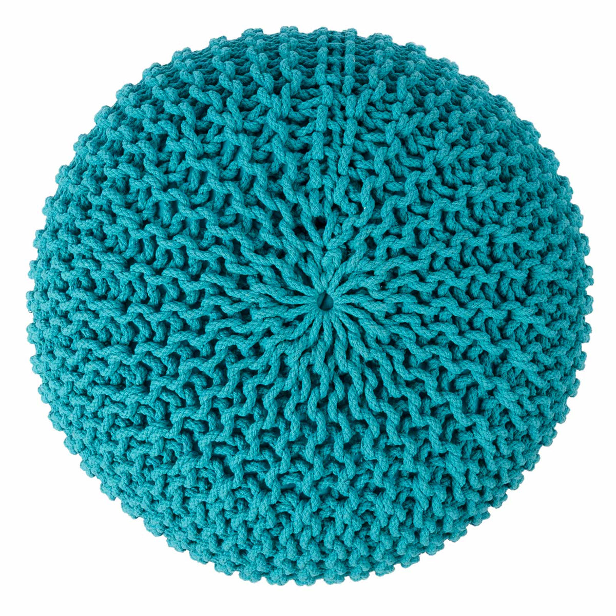 Puff Tejido Otomano de Algodon, Turquesa