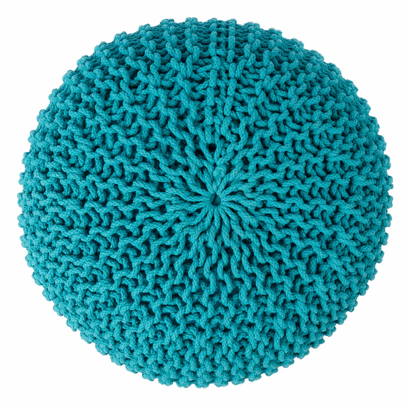 Puff Tejido Otomano de Algodon, Turquesa