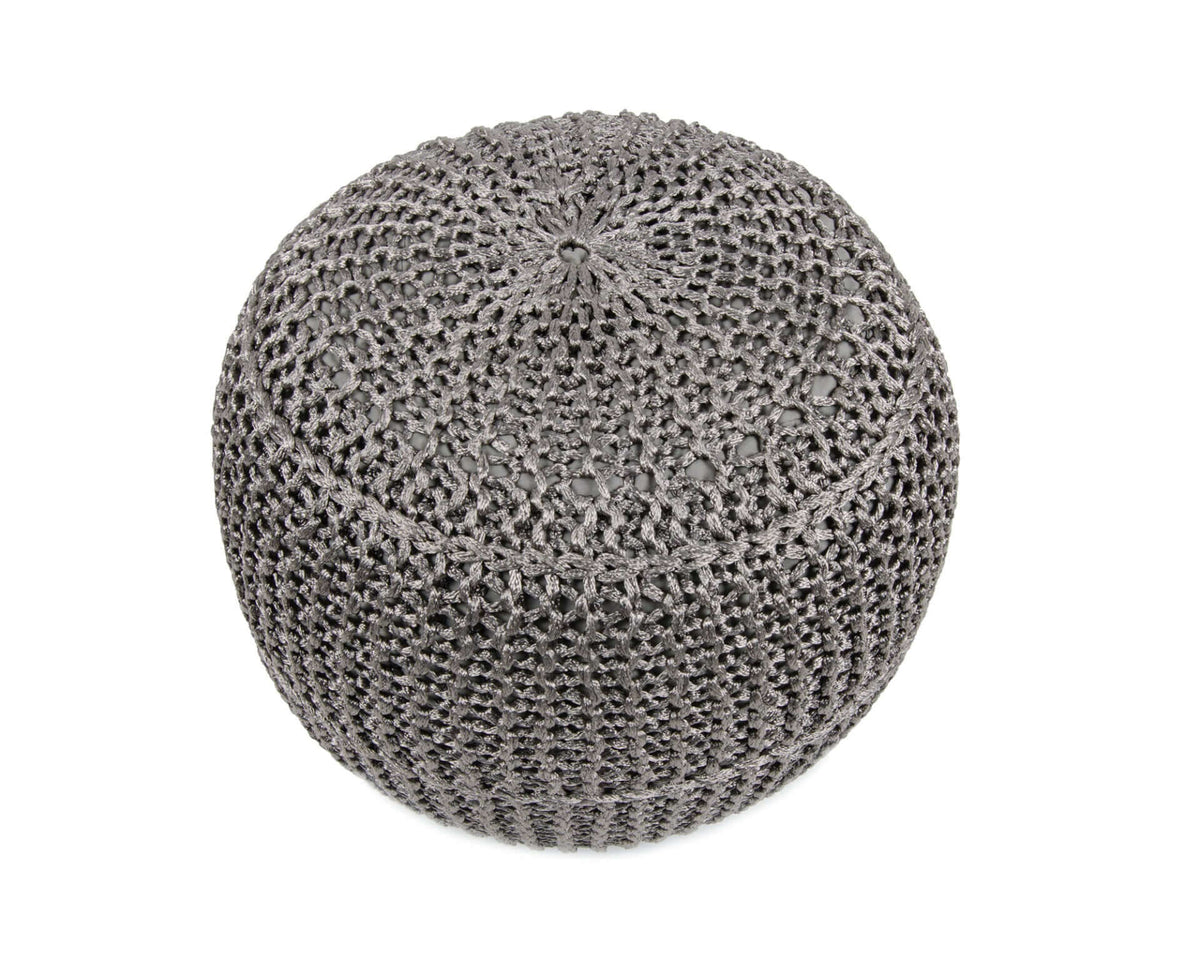 Puff Metropolis tejido en color gris Oxford, asiento auxiliar redondo y versátil - Tufan
