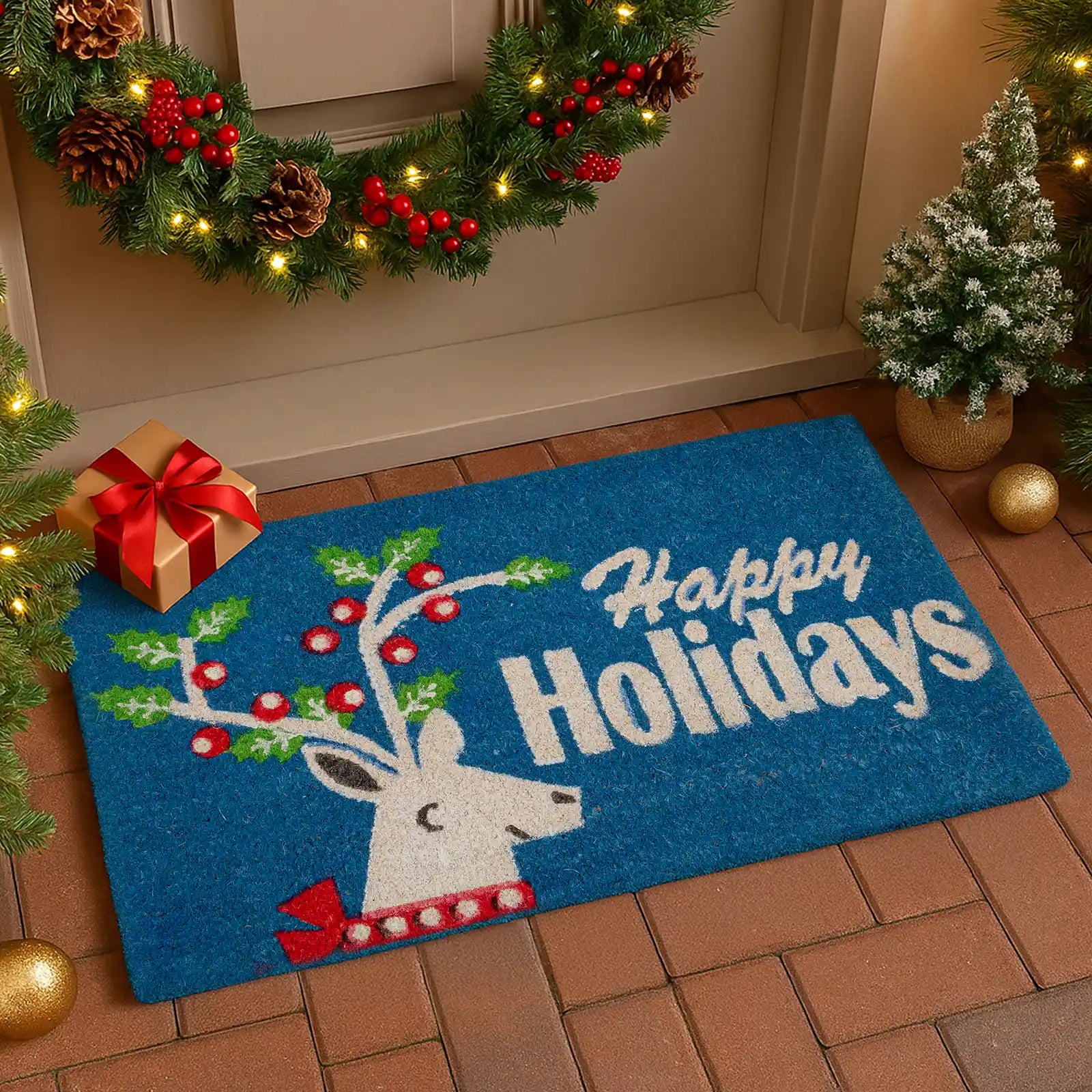 Tapete de Entrada Navideño | Alfombra para Entrada Reno