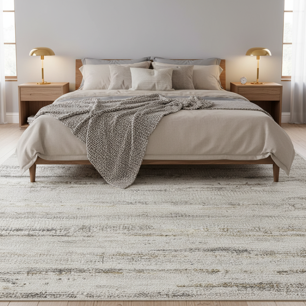 Turen 02 - Tapete Decorativo Turco Moderno Beige de Viscosa y Algodón