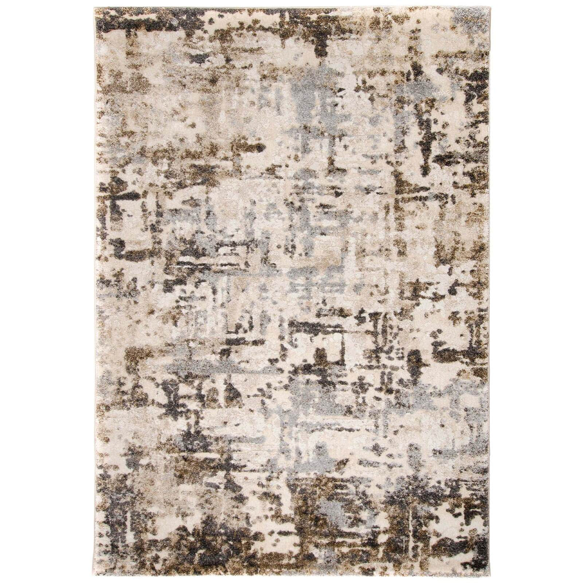 Tapete decorativo Ayana 2021 B de origen turco con diseño abstracto moderno en colores beige, crema y gris oscuro para sala o recámara - Marca Tufan.