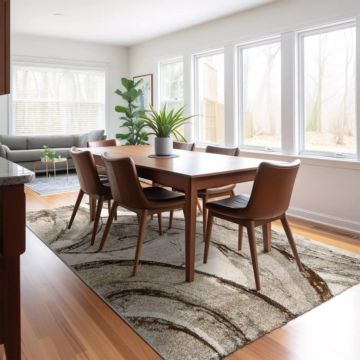 Tapete Decorativo Beige Circular