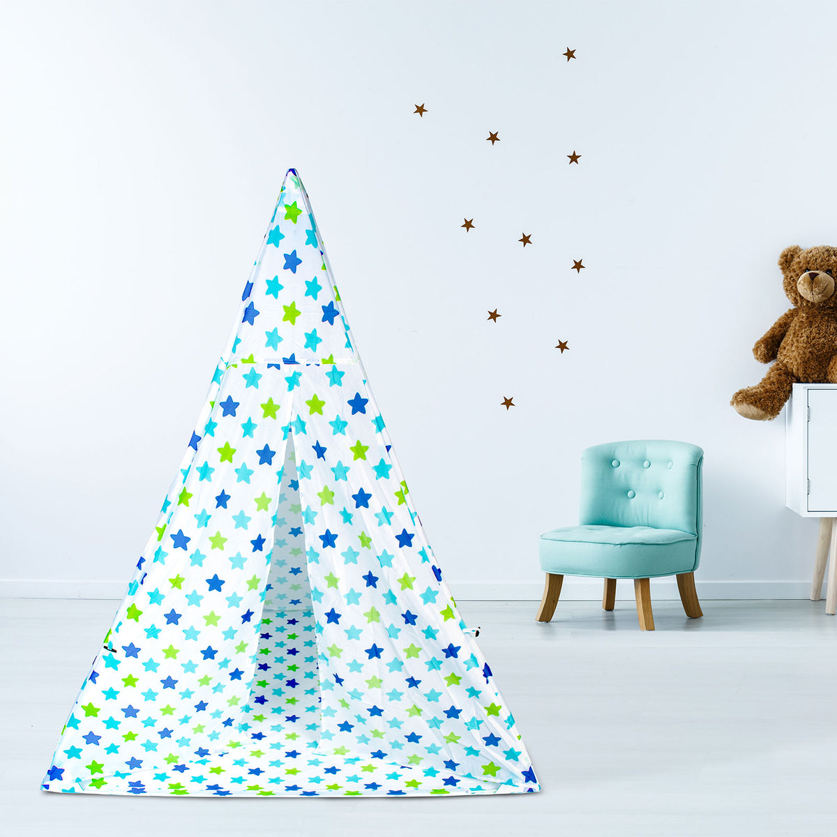 Tipi Tienda Recreativa Infantil, Verde con Blanco