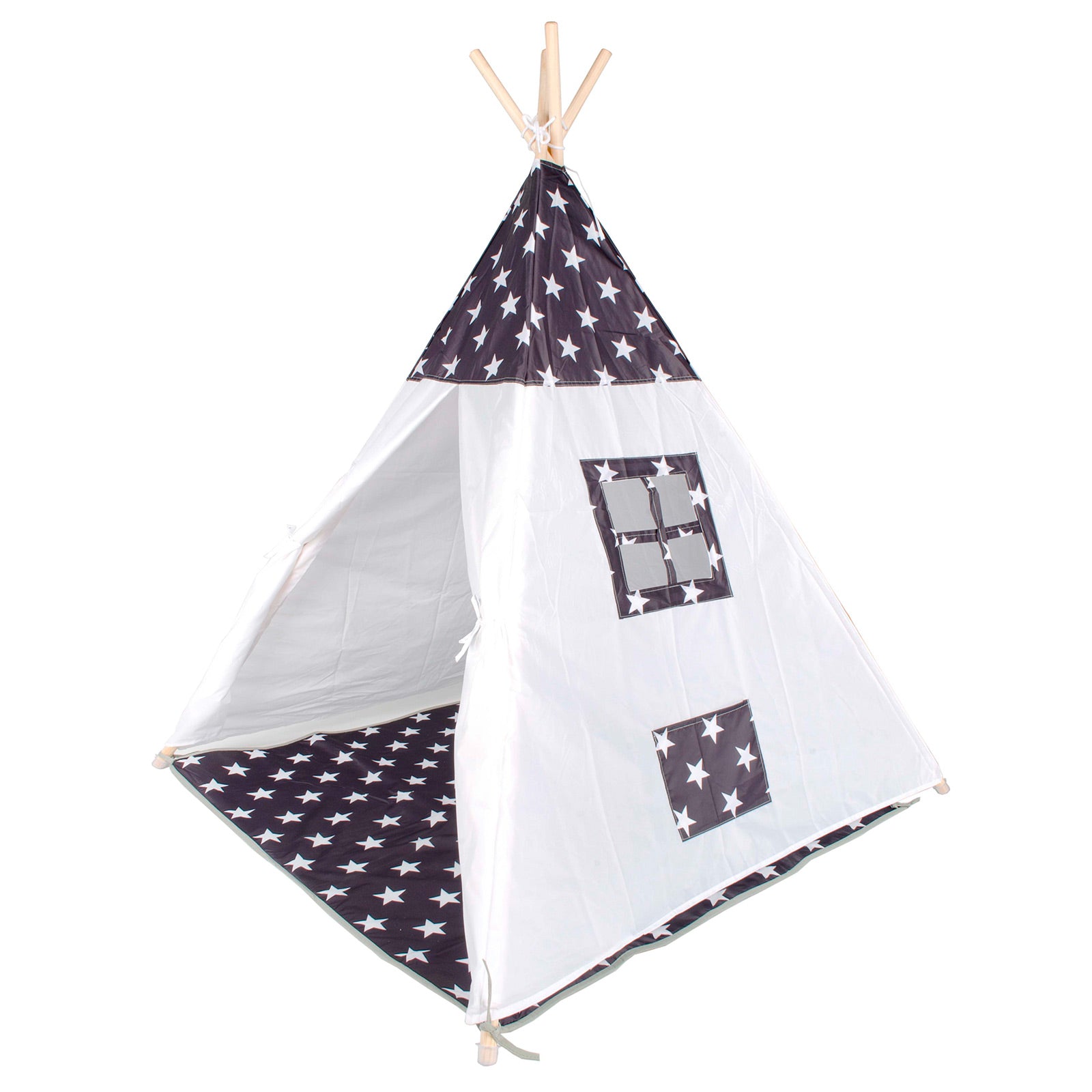 Tipi Tienda Recreativa Infantil, Blanco con Gris Estrellas