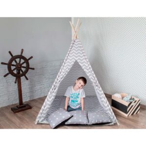 Tipi-Tienda-Recreativa-Infantil-Gris- con-Blanco